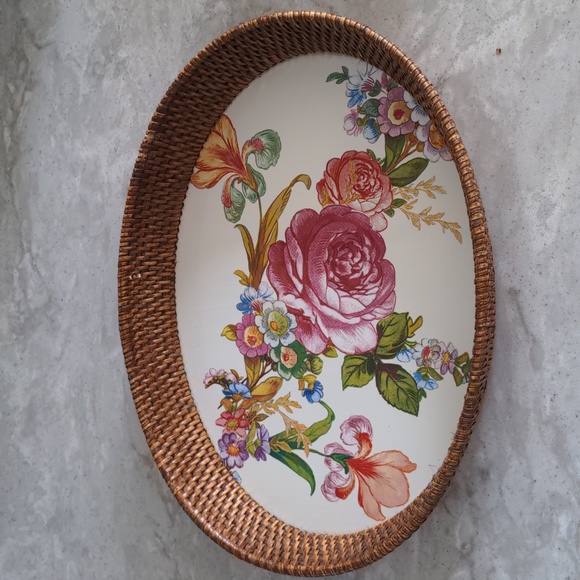 EUC Vintage MacKenzie-Childs Enamel Floral Large Serving Tray